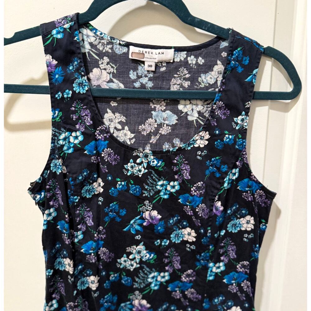 Derek Lam Navy Bouquet Flow Print Dress - Picture 2 of 9